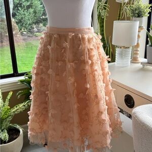 Eva Franco Apricot Floral A-Line Skirt